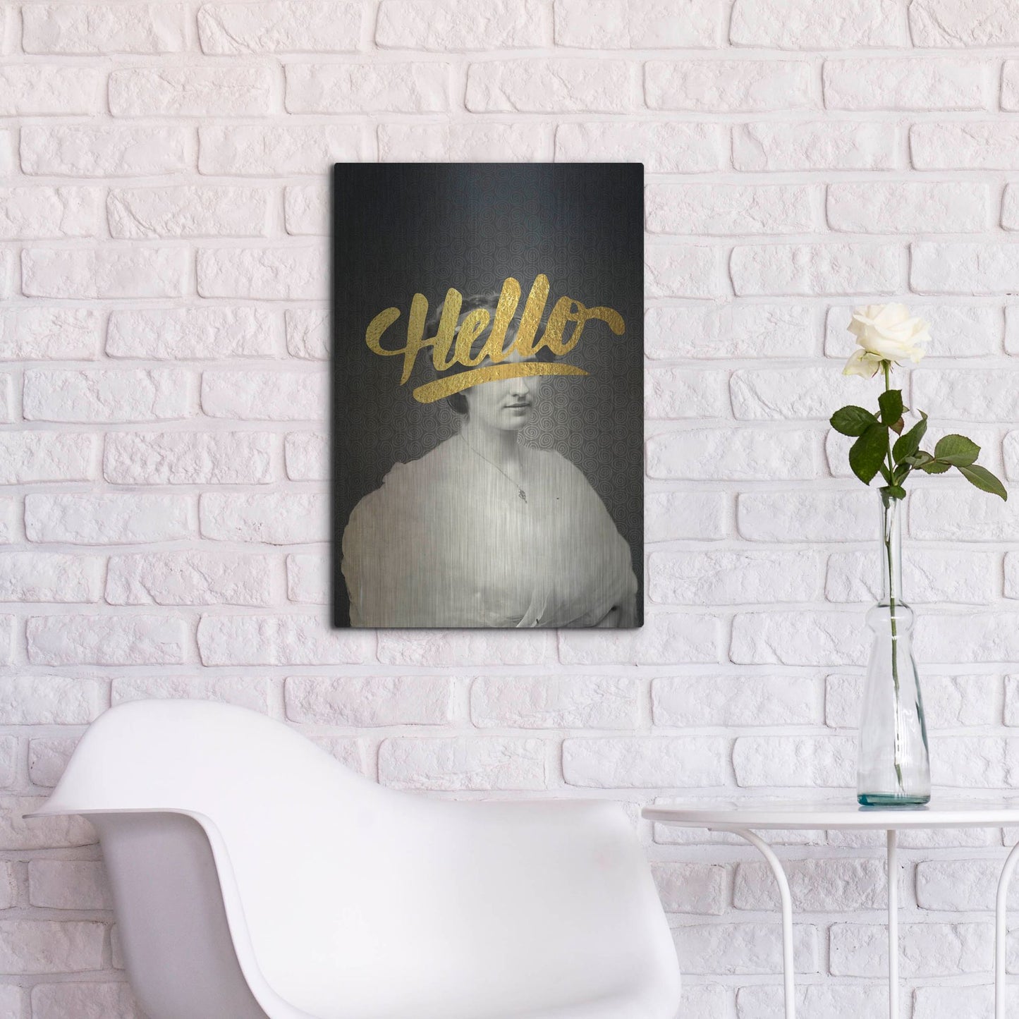 Luxe Metal Art 'Hello' by Elo Marc, Metal Wall Art,16x24