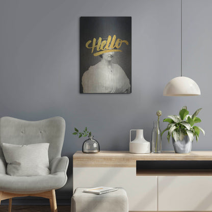 Luxe Metal Art 'Hello' by Elo Marc, Metal Wall Art,16x24