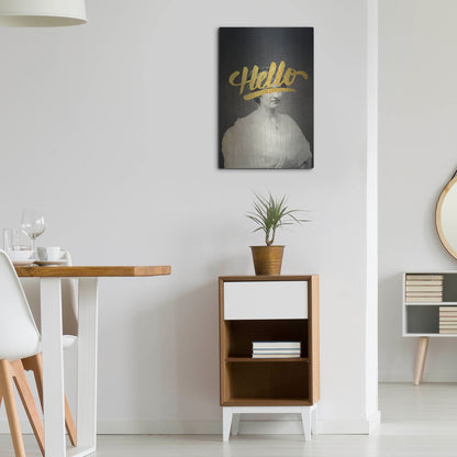 Luxe Metal Art 'Hello' by Elo Marc, Metal Wall Art,16x24