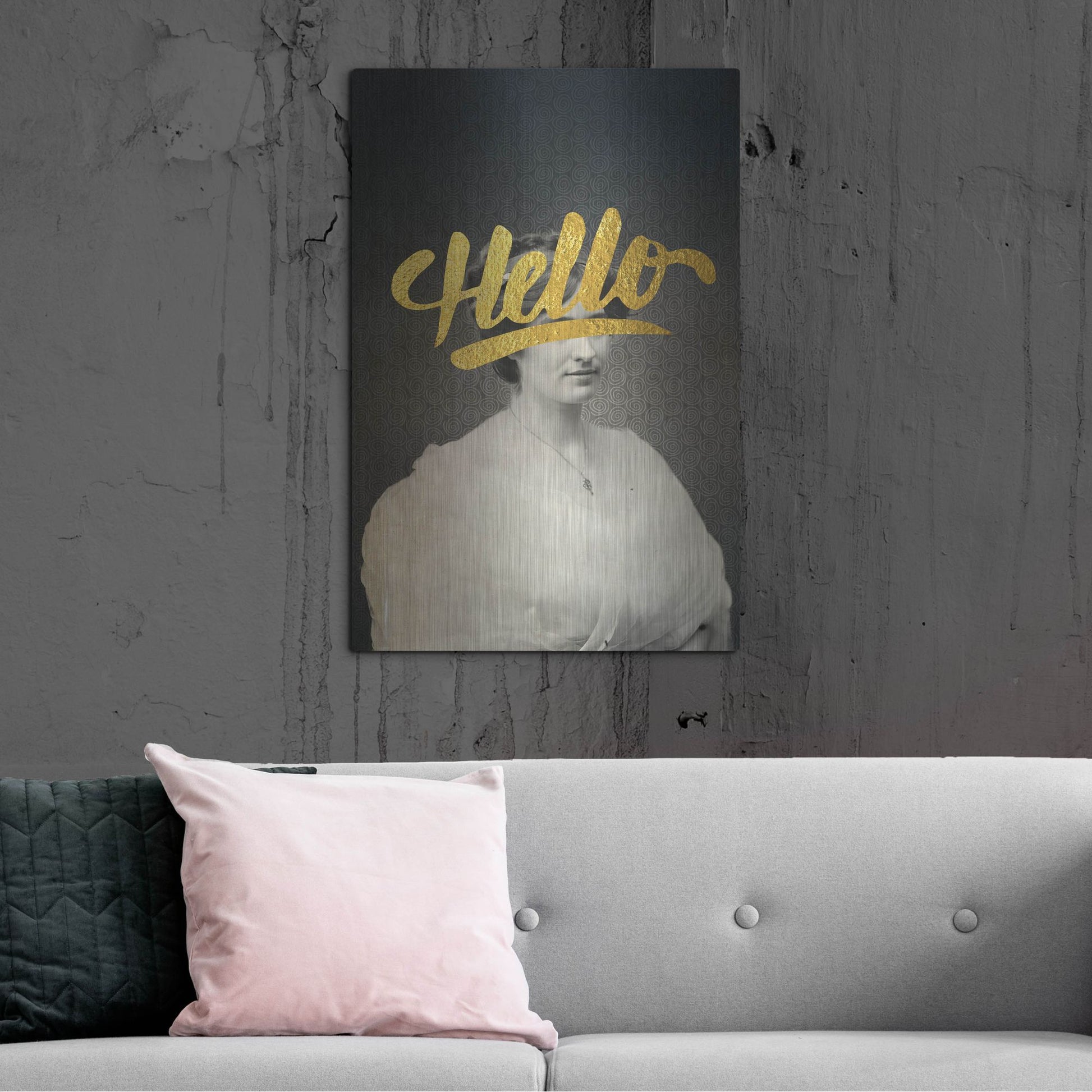 Luxe Metal Art 'Hello' by Elo Marc, Metal Wall Art,24x36