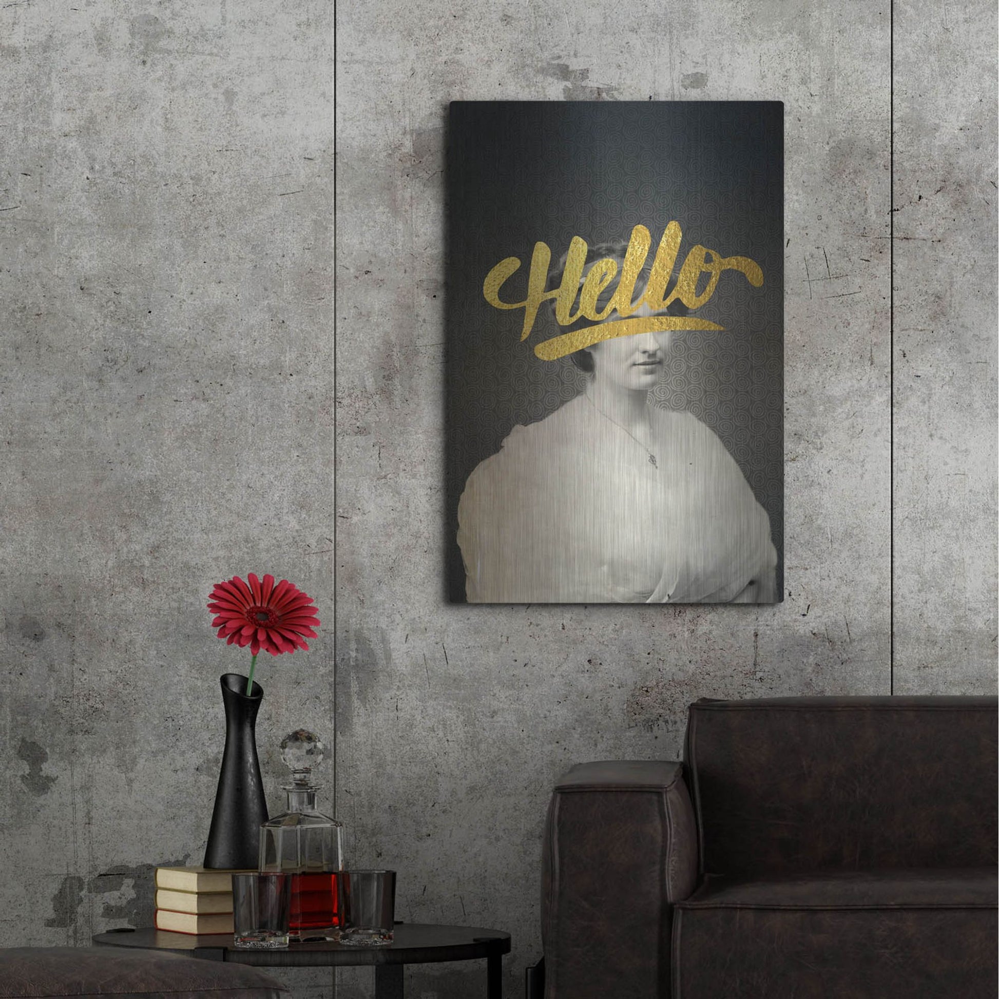 Luxe Metal Art 'Hello' by Elo Marc, Metal Wall Art,24x36