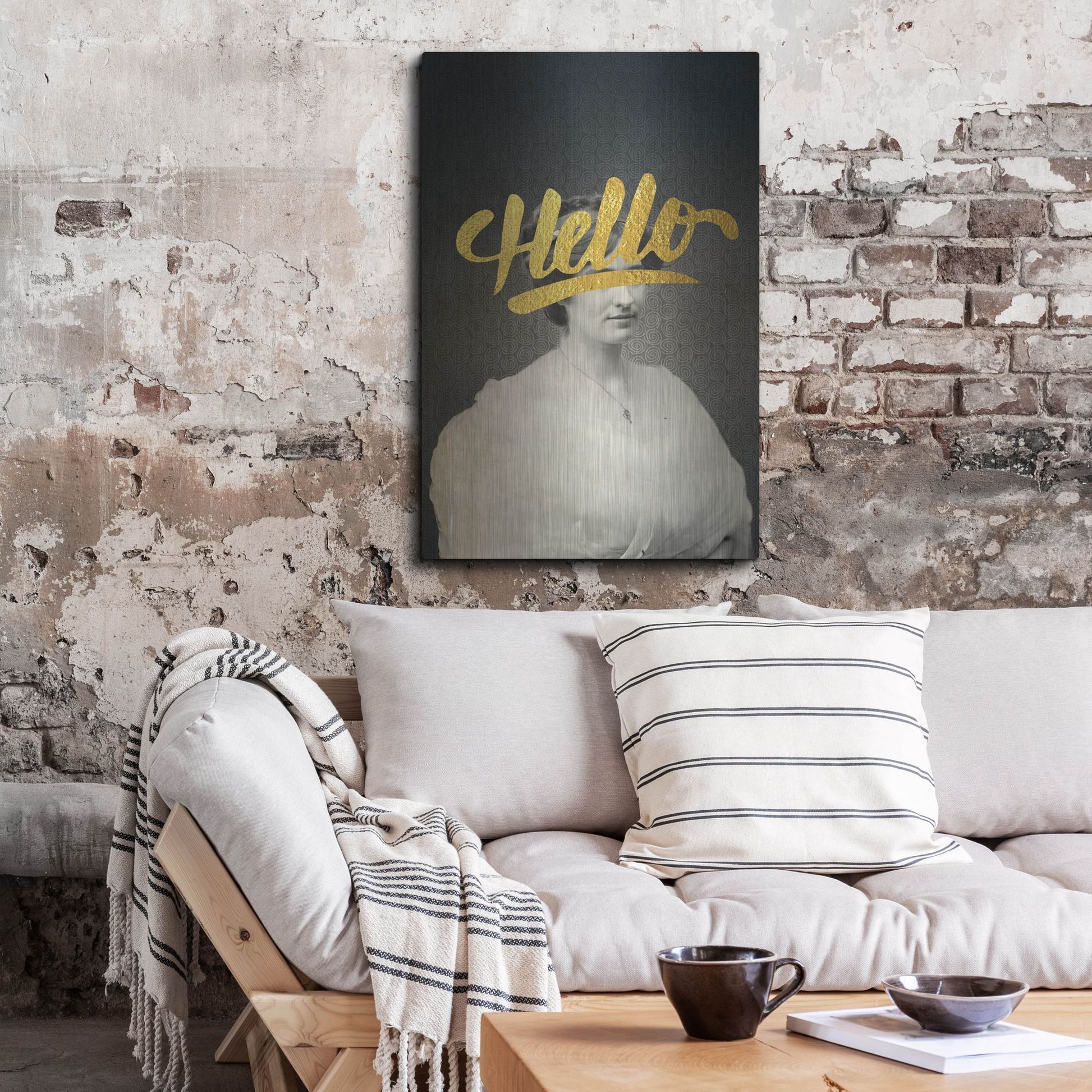 Luxe Metal Art 'Hello' by Elo Marc, Metal Wall Art,24x36