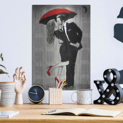 Luxe Metal Art 'The Kissing Rain' by Loui Jover, Metal Wall Art,12x16