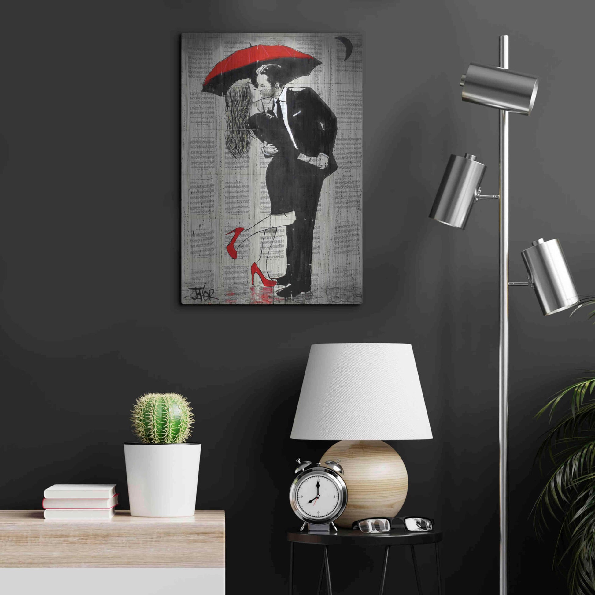 Luxe Metal Art 'The Kissing Rain' by Loui Jover, Metal Wall Art,16x24