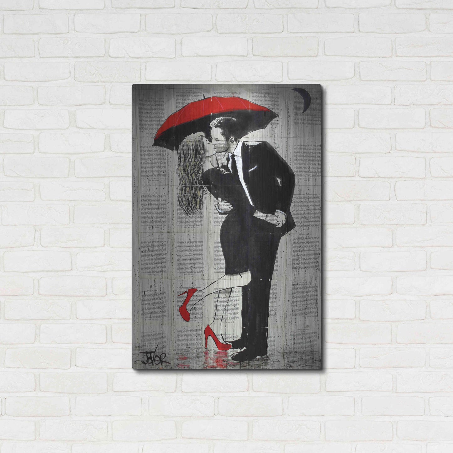 Luxe Metal Art 'The Kissing Rain' by Loui Jover, Metal Wall Art,24x36