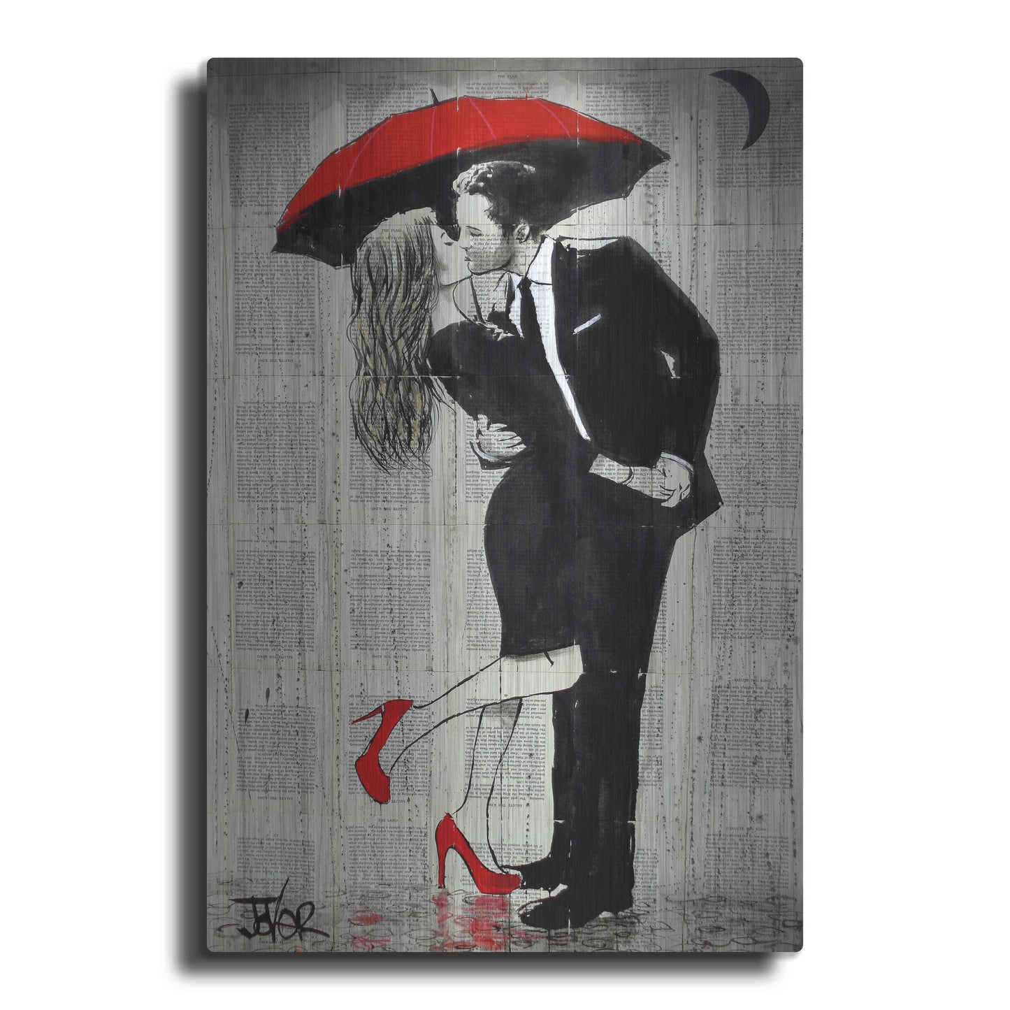 Luxe Metal Art 'The Kissing Rain' by Loui Jover, Metal Wall Art