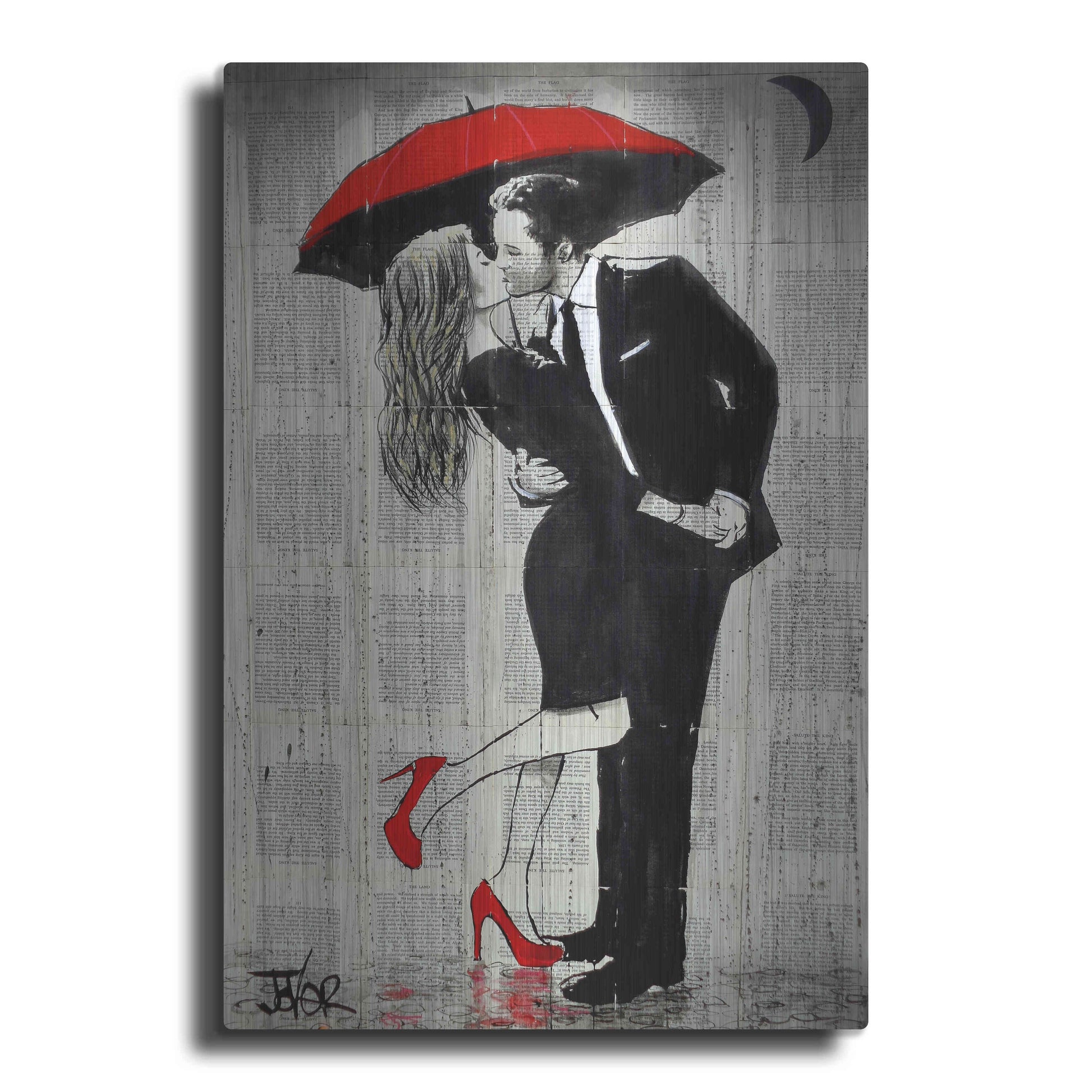Luxe Metal Art 'The Kissing Rain' by Loui Jover, Metal Wall Art