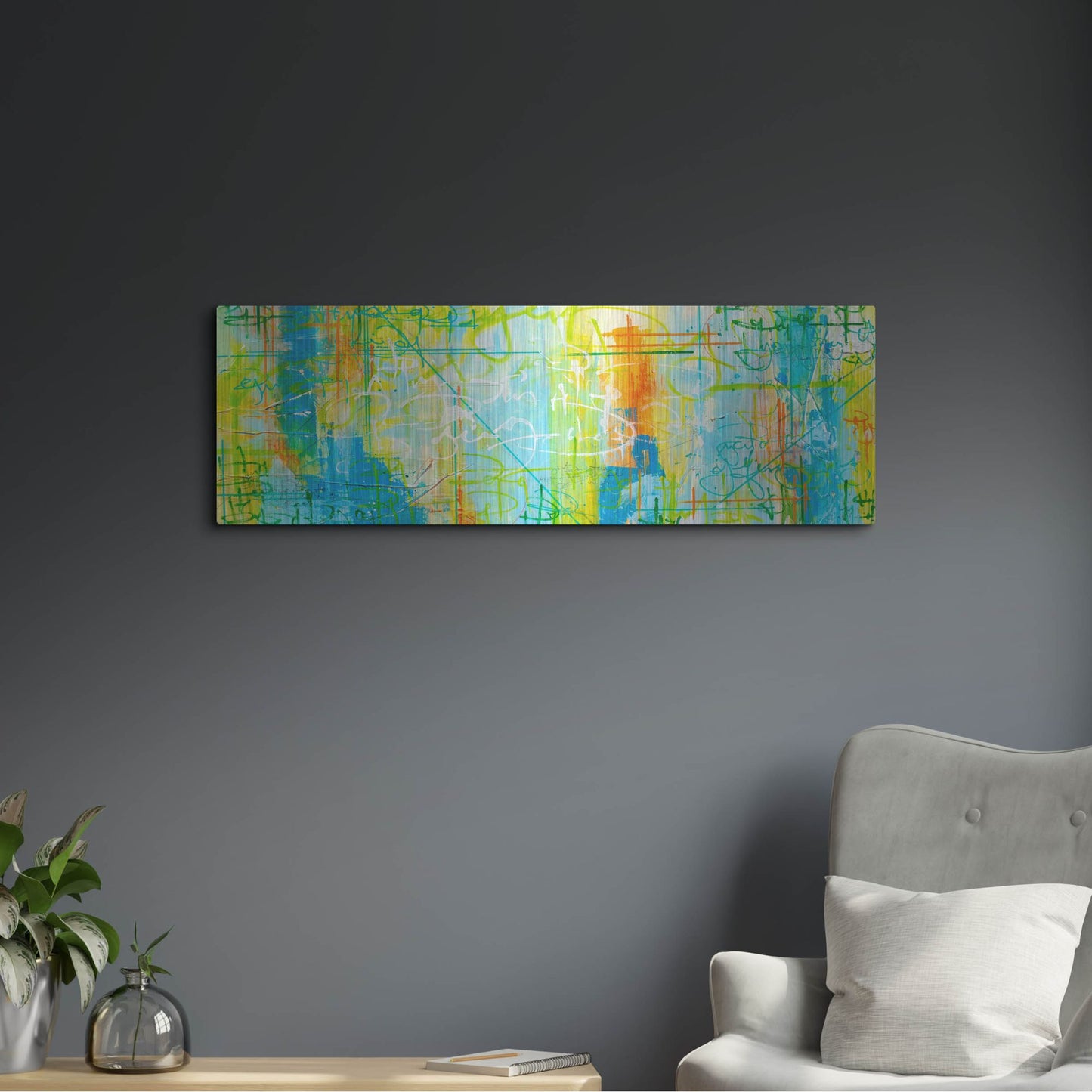 Luxe Metal Art 'Border Form' by Hanna Bruer, Metal Wall Art,36x12