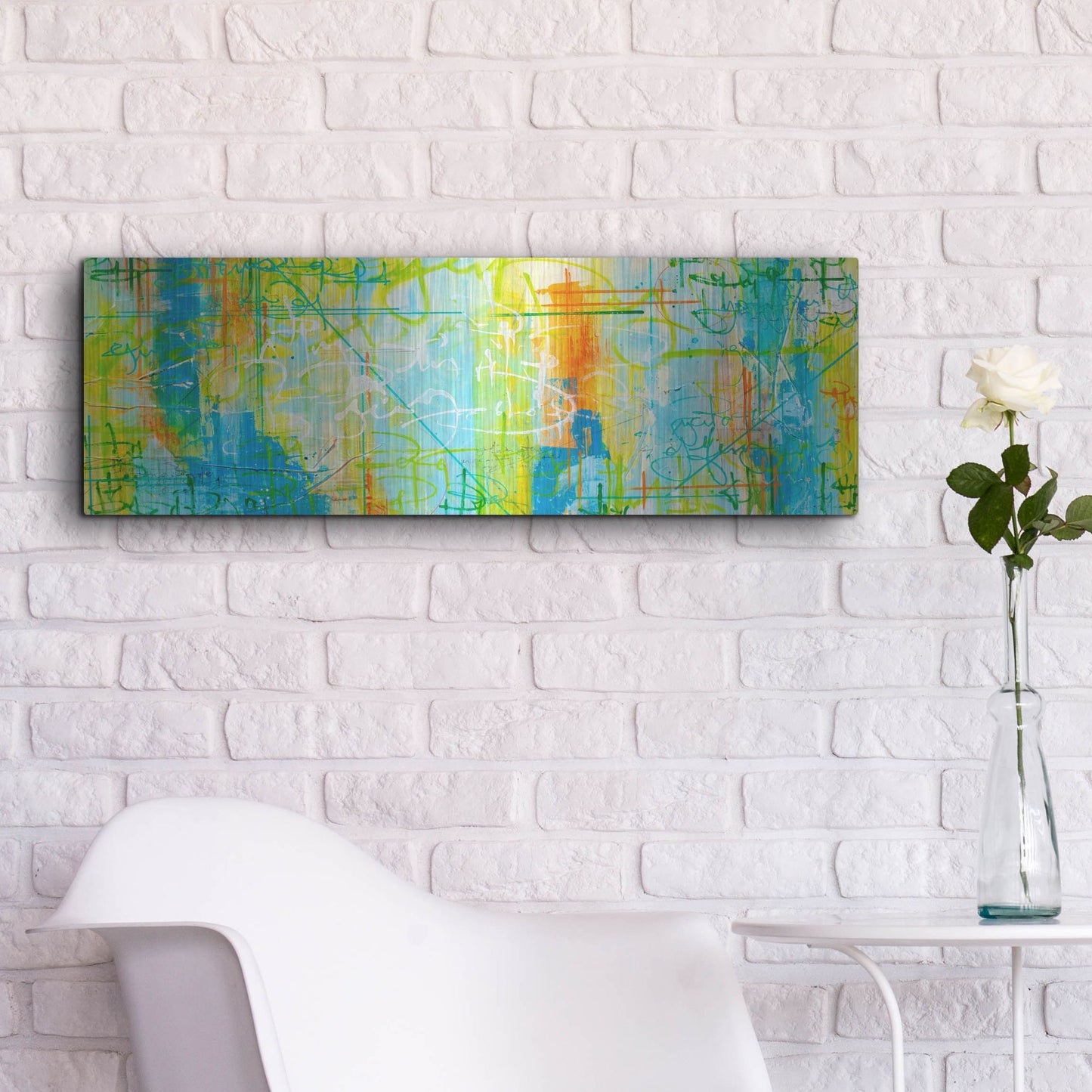 Luxe Metal Art 'Border Form' by Hanna Bruer, Metal Wall Art,36x12