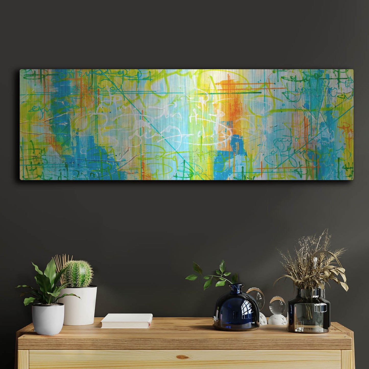 Luxe Metal Art 'Border Form' by Hanna Bruer, Metal Wall Art,36x12