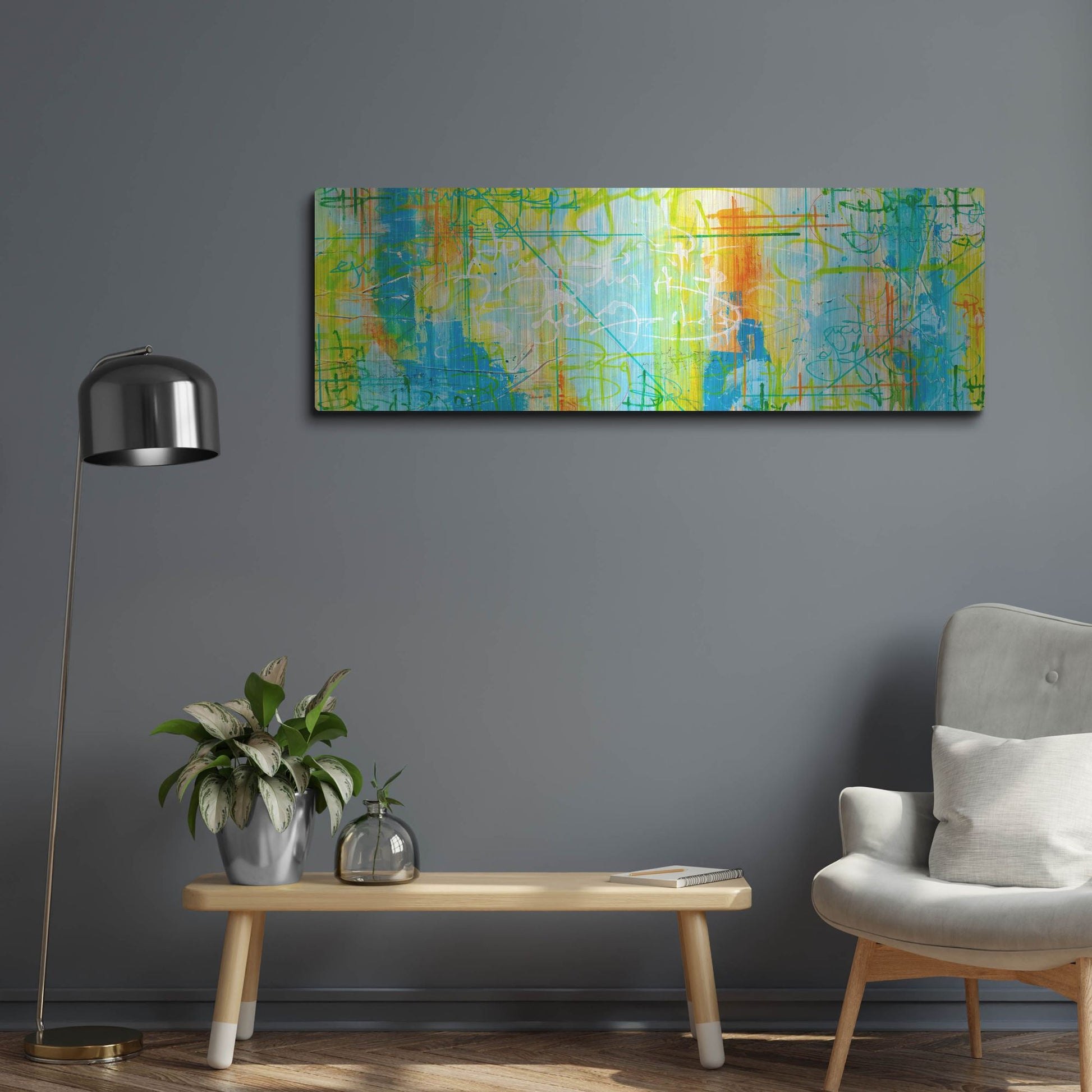 Luxe Metal Art 'Border Form' by Hanna Bruer, Metal Wall Art,48x16