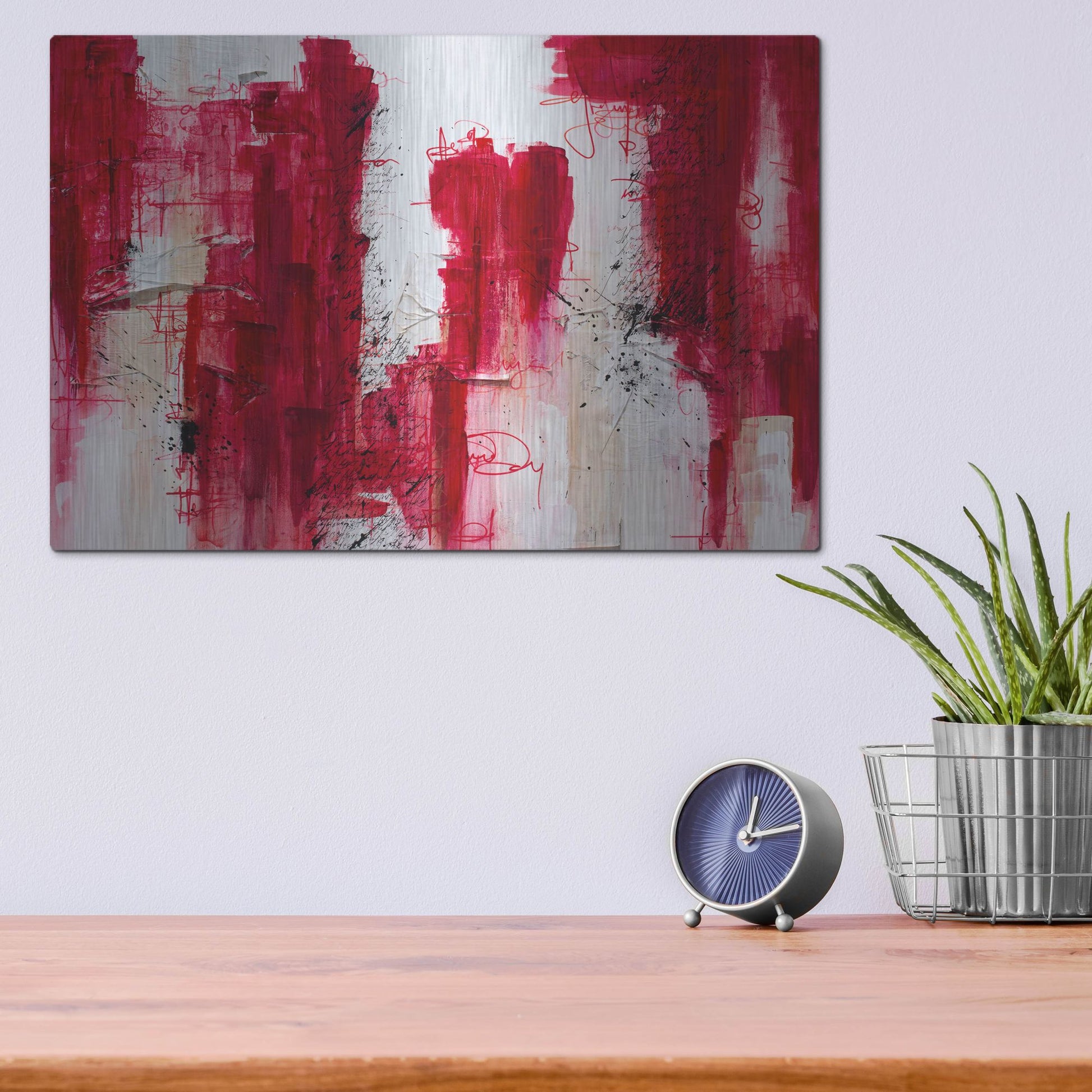 Luxe Metal Art 'Fifteen' by Hanna Bruer, Metal Wall Art,16x12