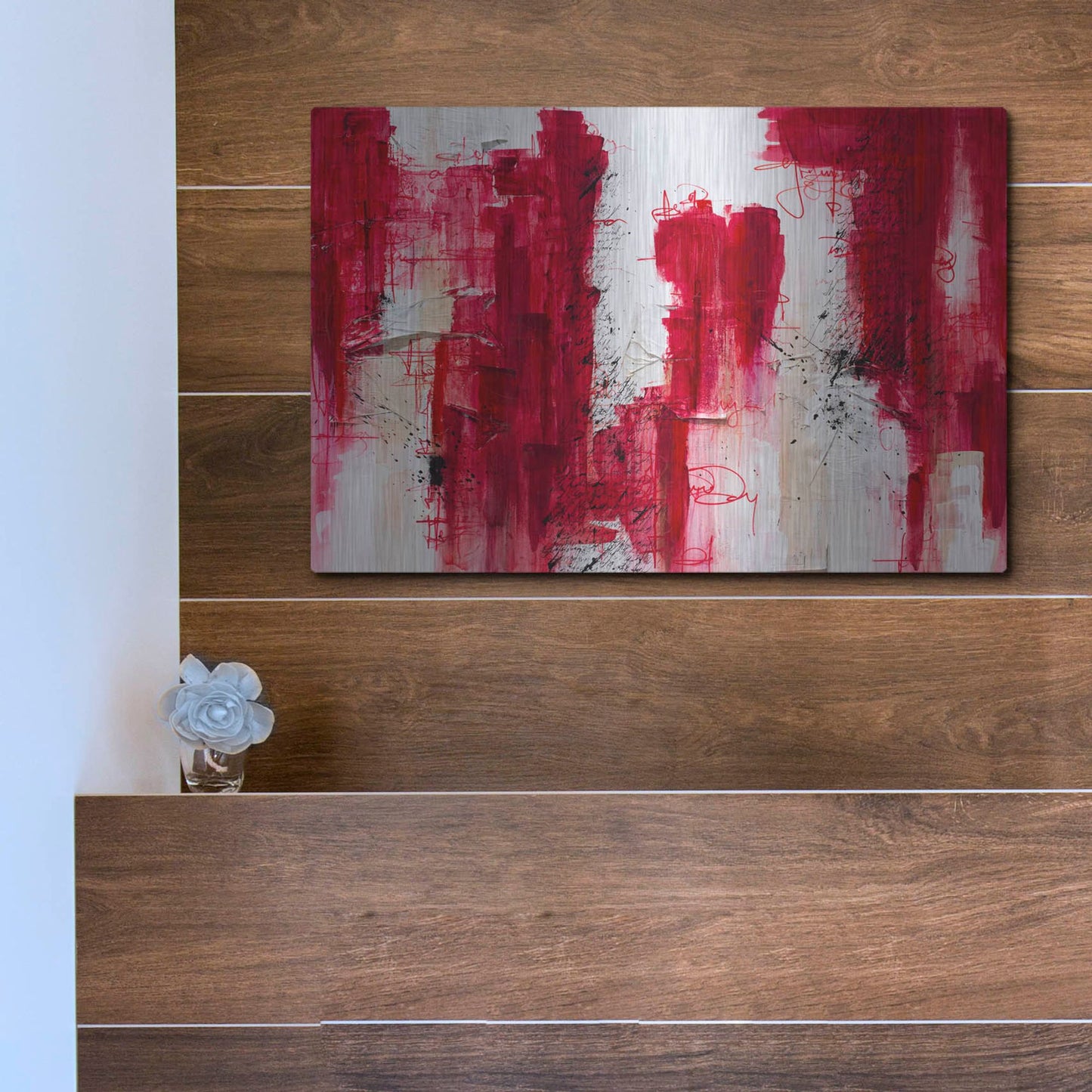 Luxe Metal Art 'Fifteen' by Hanna Bruer, Metal Wall Art,16x12