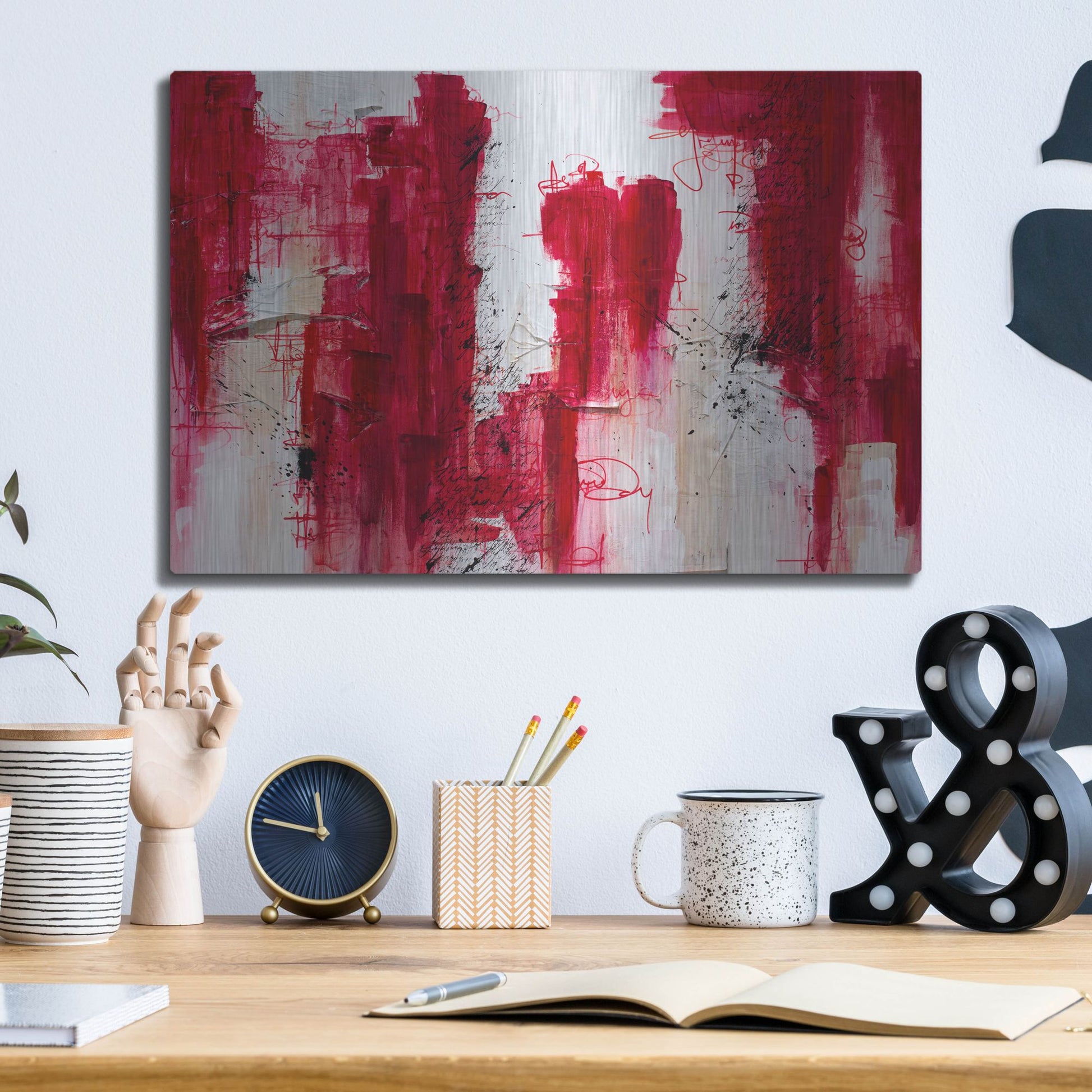 Luxe Metal Art 'Fifteen' by Hanna Bruer, Metal Wall Art,16x12