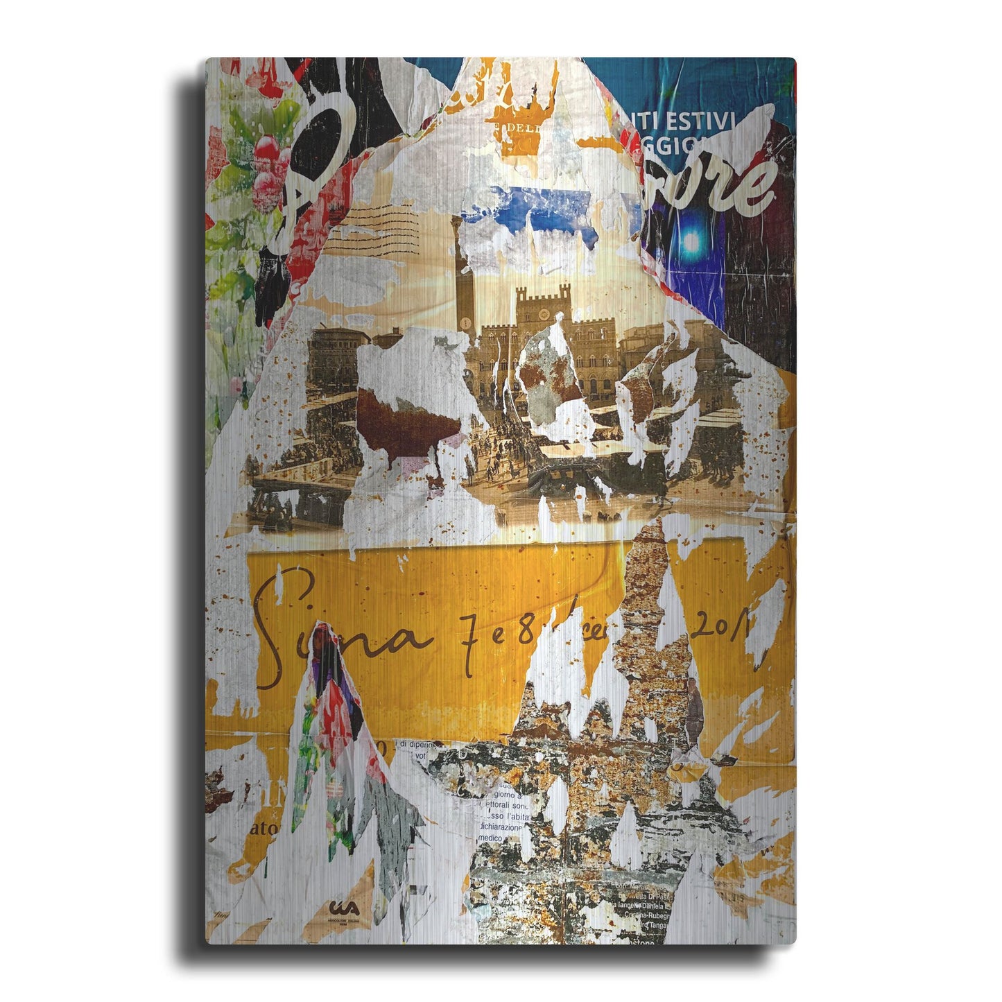 Luxe Metal Art 'Bus Poster Remnant Siena 1' by IMB, Metal Wall Art