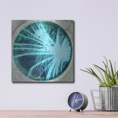Luxe Metal Art 'Cracked Glass Blue' by IMB, Metal Wall Art,12x12
