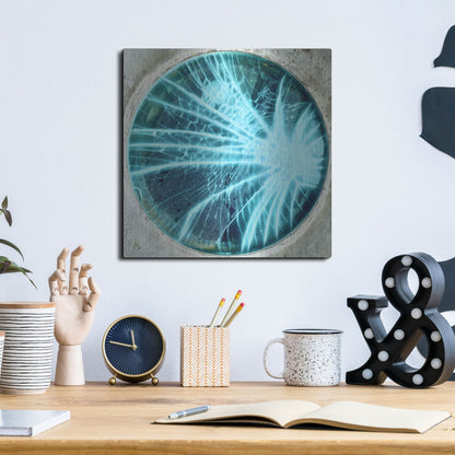 Luxe Metal Art 'Cracked Glass Blue' by IMB, Metal Wall Art,12x12