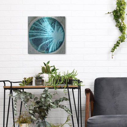 Luxe Metal Art 'Cracked Glass Blue' by IMB, Metal Wall Art,12x12