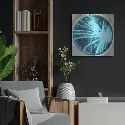 Luxe Metal Art 'Cracked Glass Blue' by IMB, Metal Wall Art,24x24