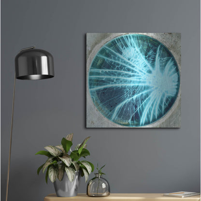 Luxe Metal Art 'Cracked Glass Blue' by IMB, Metal Wall Art,24x24