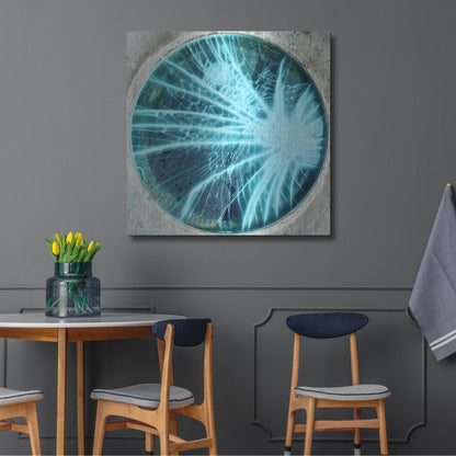 Luxe Metal Art 'Cracked Glass Blue' by IMB, Metal Wall Art,36x36