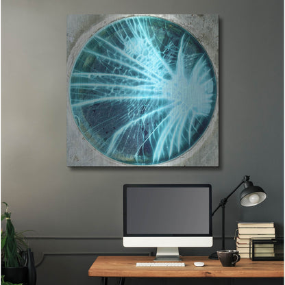 Luxe Metal Art 'Cracked Glass Blue' by IMB, Metal Wall Art,36x36