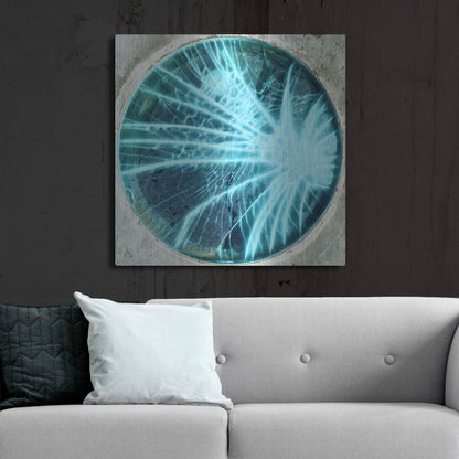 Luxe Metal Art 'Cracked Glass Blue' by IMB, Metal Wall Art,36x36