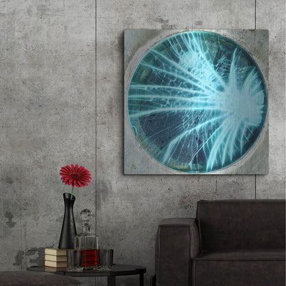 Luxe Metal Art 'Cracked Glass Blue' by IMB, Metal Wall Art,36x36