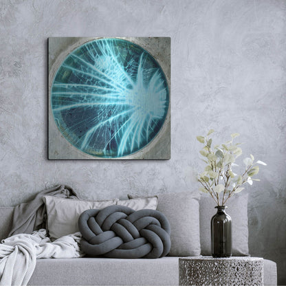 Luxe Metal Art 'Cracked Glass Blue' by IMB, Metal Wall Art,36x36