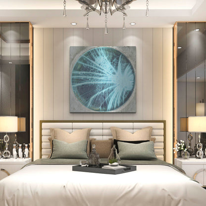 Luxe Metal Art 'Cracked Glass Blue' by IMB, Metal Wall Art,36x36