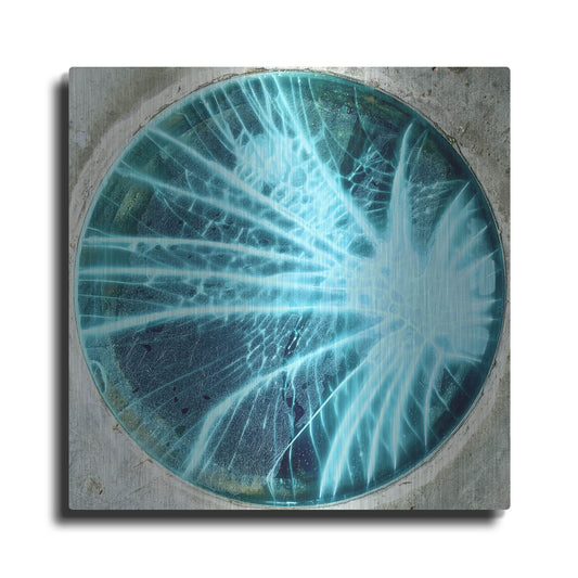 Luxe Metal Art 'Cracked Glass Blue' by IMB, Metal Wall Art