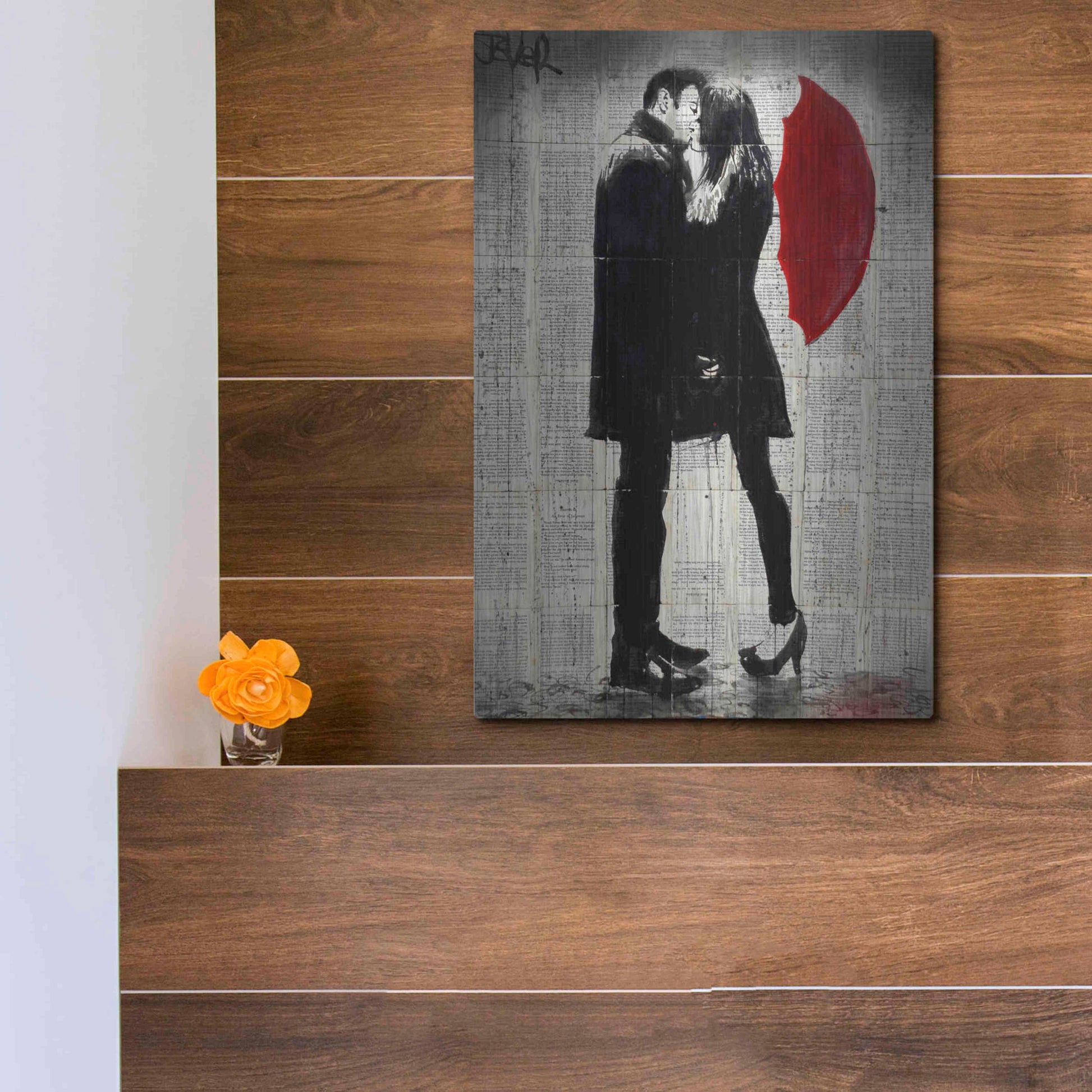 Luxe Metal Art 'Winters Kiss' by Loui Jover, Metal Wall Art,12x16