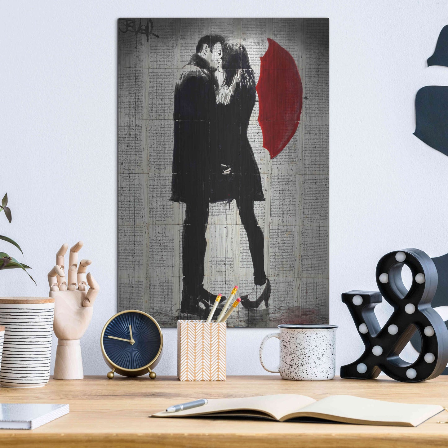 Luxe Metal Art 'Winters Kiss' by Loui Jover, Metal Wall Art,12x16