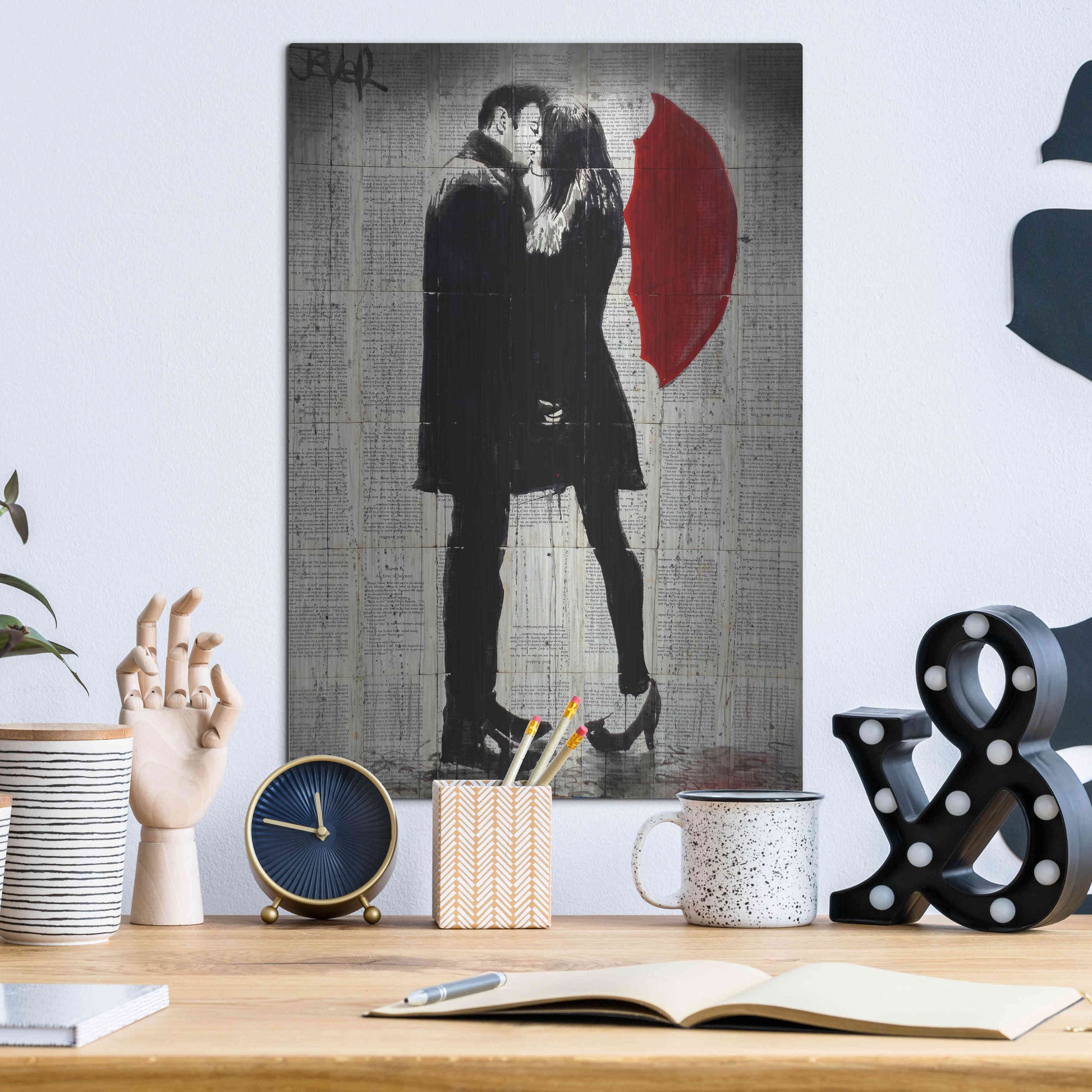 Luxe Metal Art 'Winters Kiss' by Loui Jover, Metal Wall Art,12x16