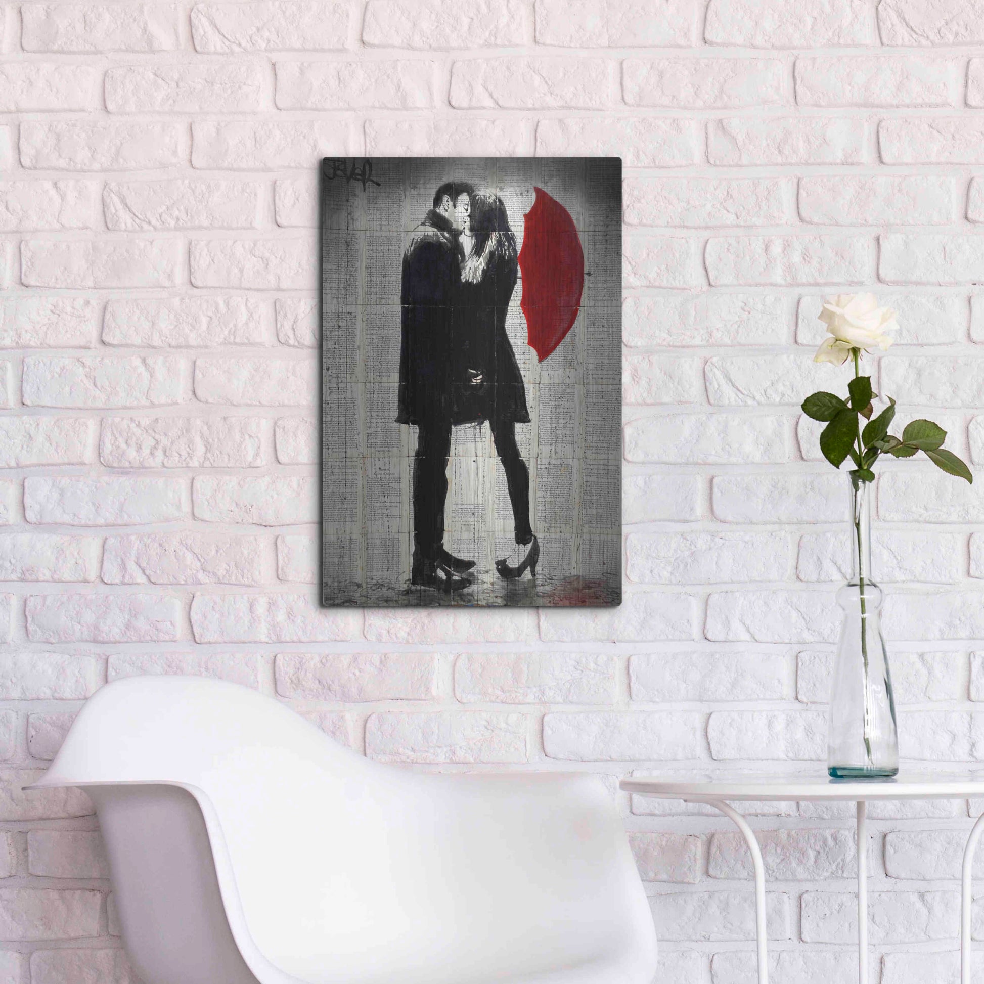 Luxe Metal Art 'Winters Kiss' by Loui Jover, Metal Wall Art,16x24
