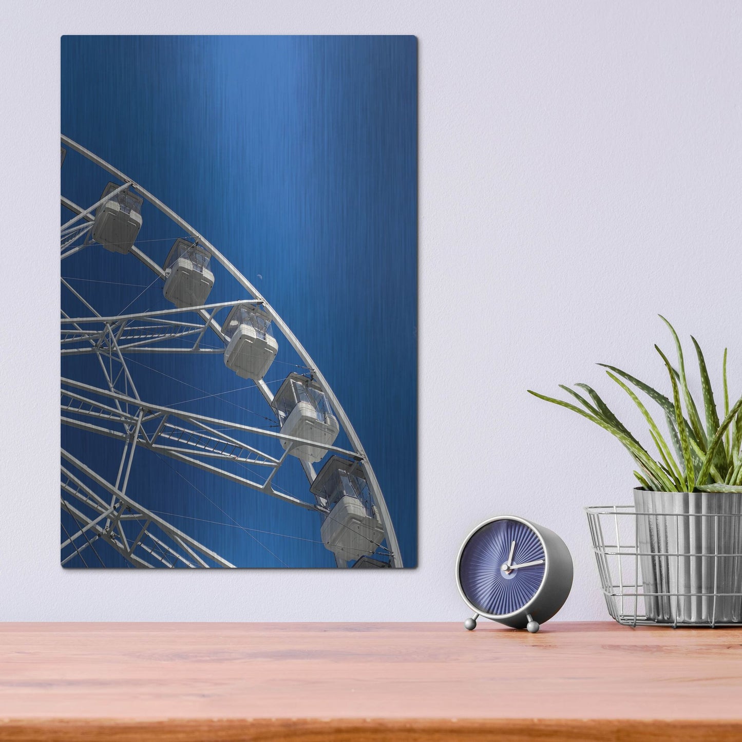 Luxe Metal Art 'Moon Shot Ferris Blue' by IMB, Metal Wall Art,12x16