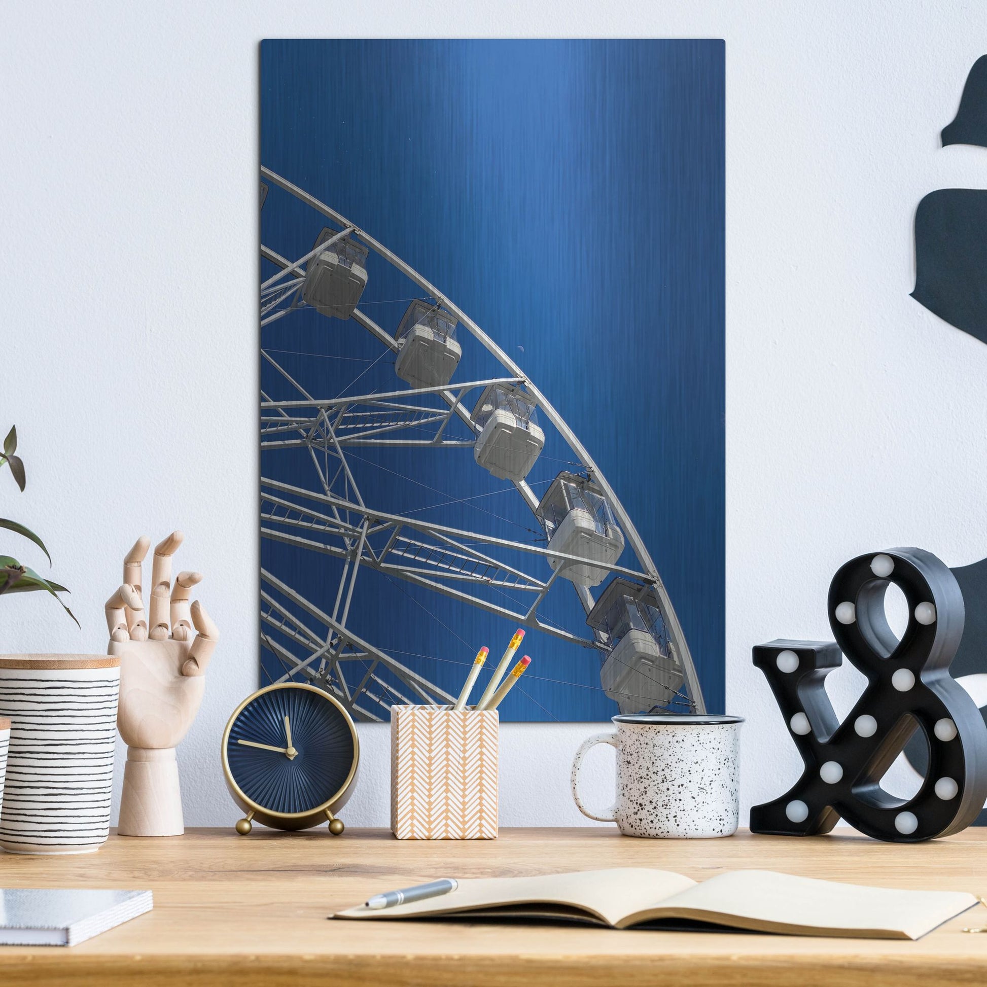 Luxe Metal Art 'Moon Shot Ferris Blue' by IMB, Metal Wall Art,12x16