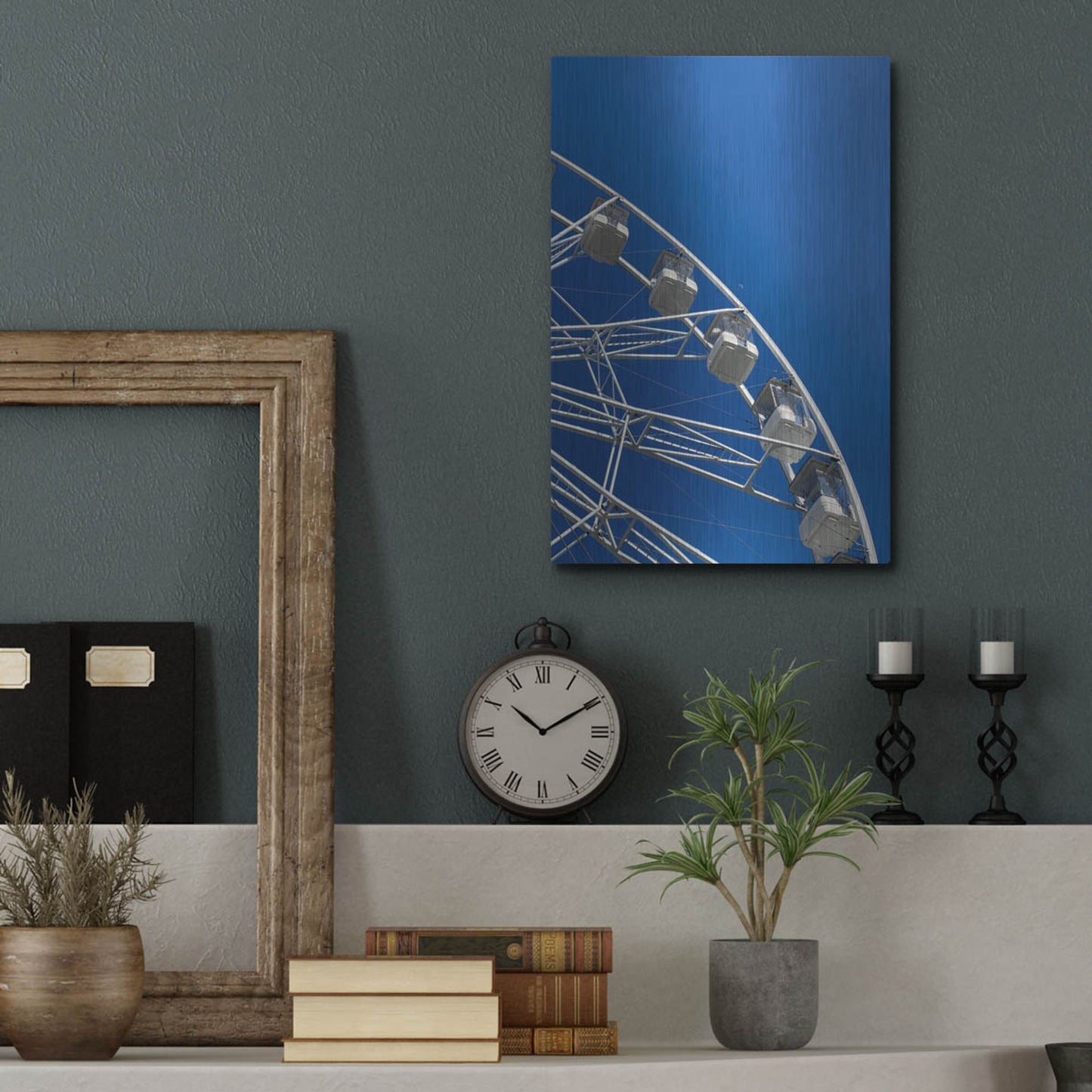 Luxe Metal Art 'Moon Shot Ferris Blue' by IMB, Metal Wall Art,12x16