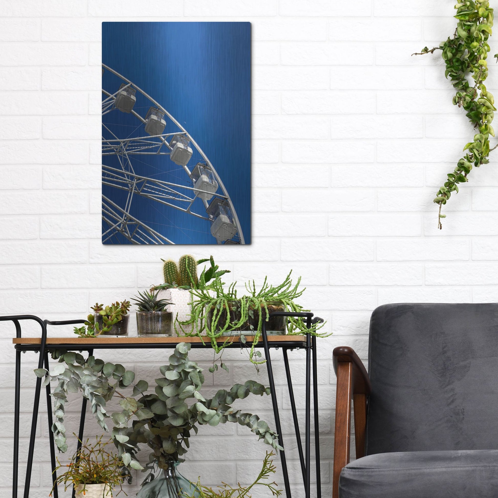 Luxe Metal Art 'Moon Shot Ferris Blue' by IMB, Metal Wall Art,12x16