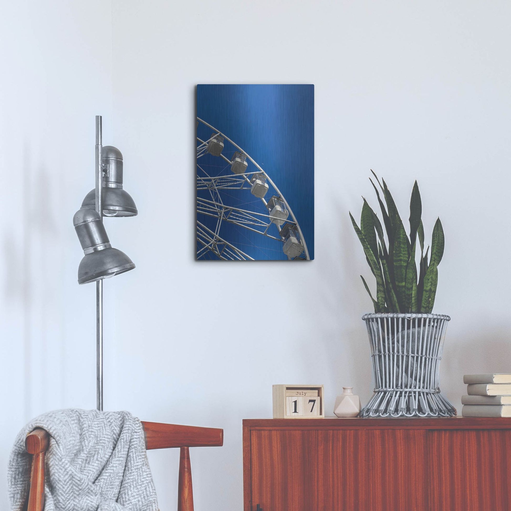 Luxe Metal Art 'Moon Shot Ferris Blue' by IMB, Metal Wall Art,16x24