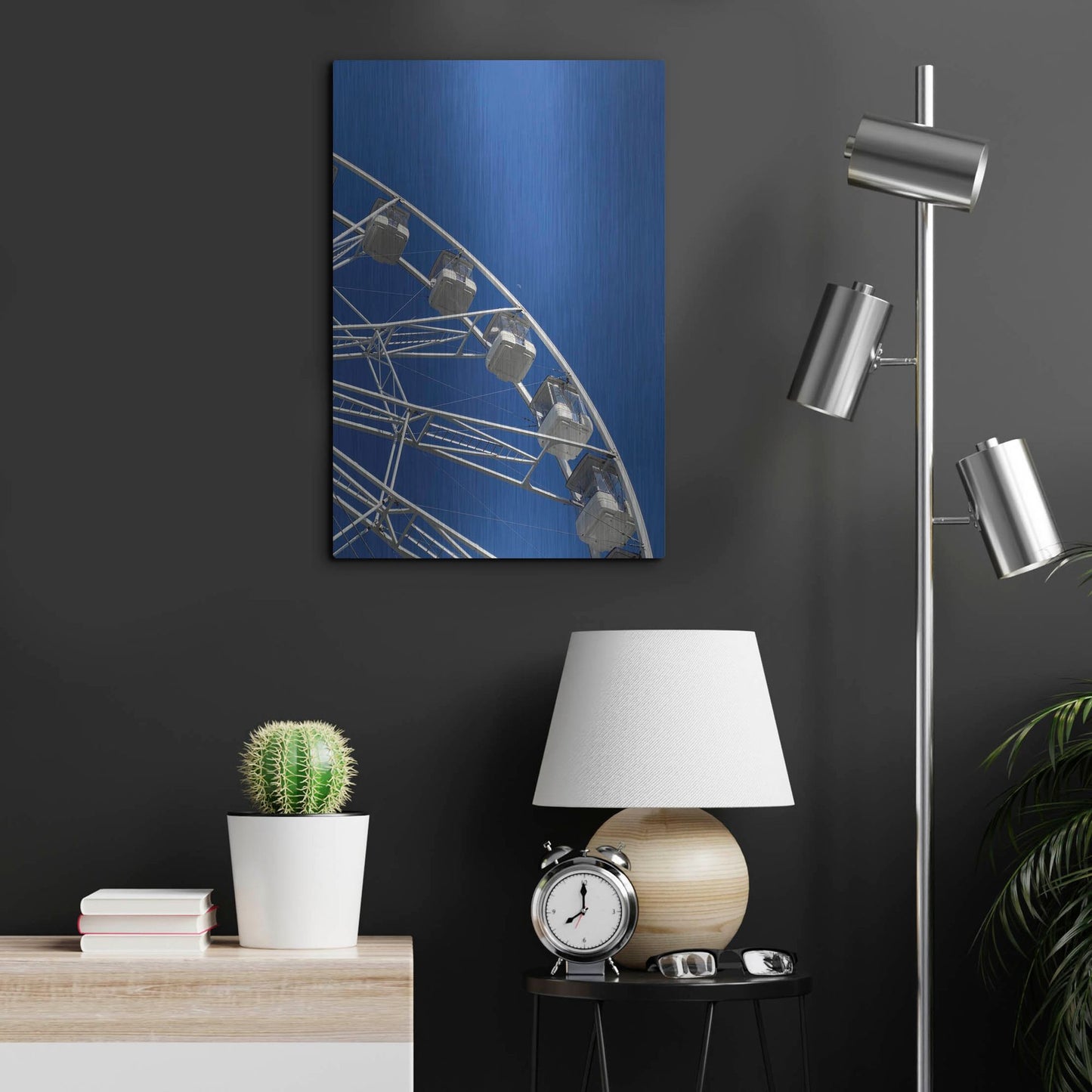 Luxe Metal Art 'Moon Shot Ferris Blue' by IMB, Metal Wall Art,16x24