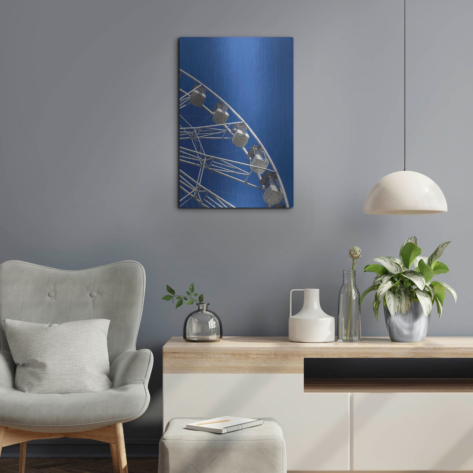 Luxe Metal Art 'Moon Shot Ferris Blue' by IMB, Metal Wall Art,16x24