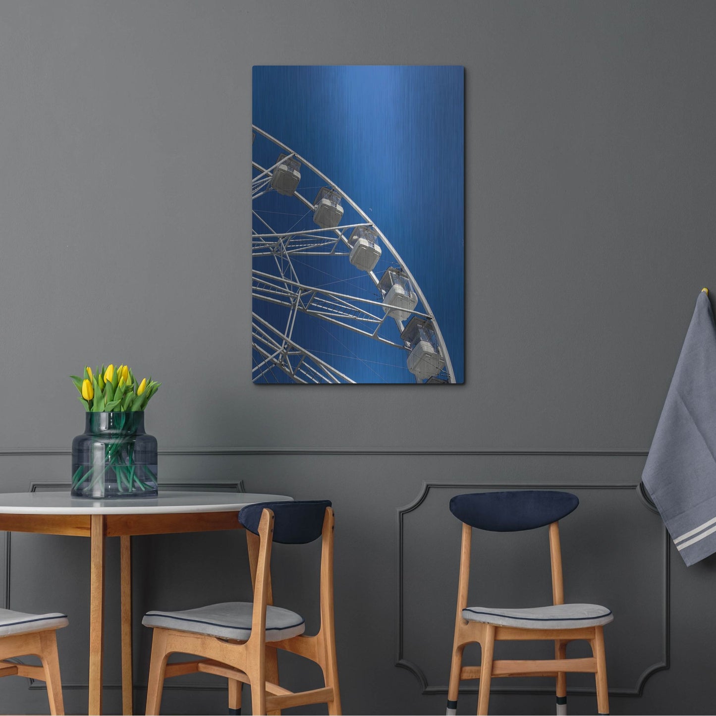 Luxe Metal Art 'Moon Shot Ferris Blue' by IMB, Metal Wall Art,24x36