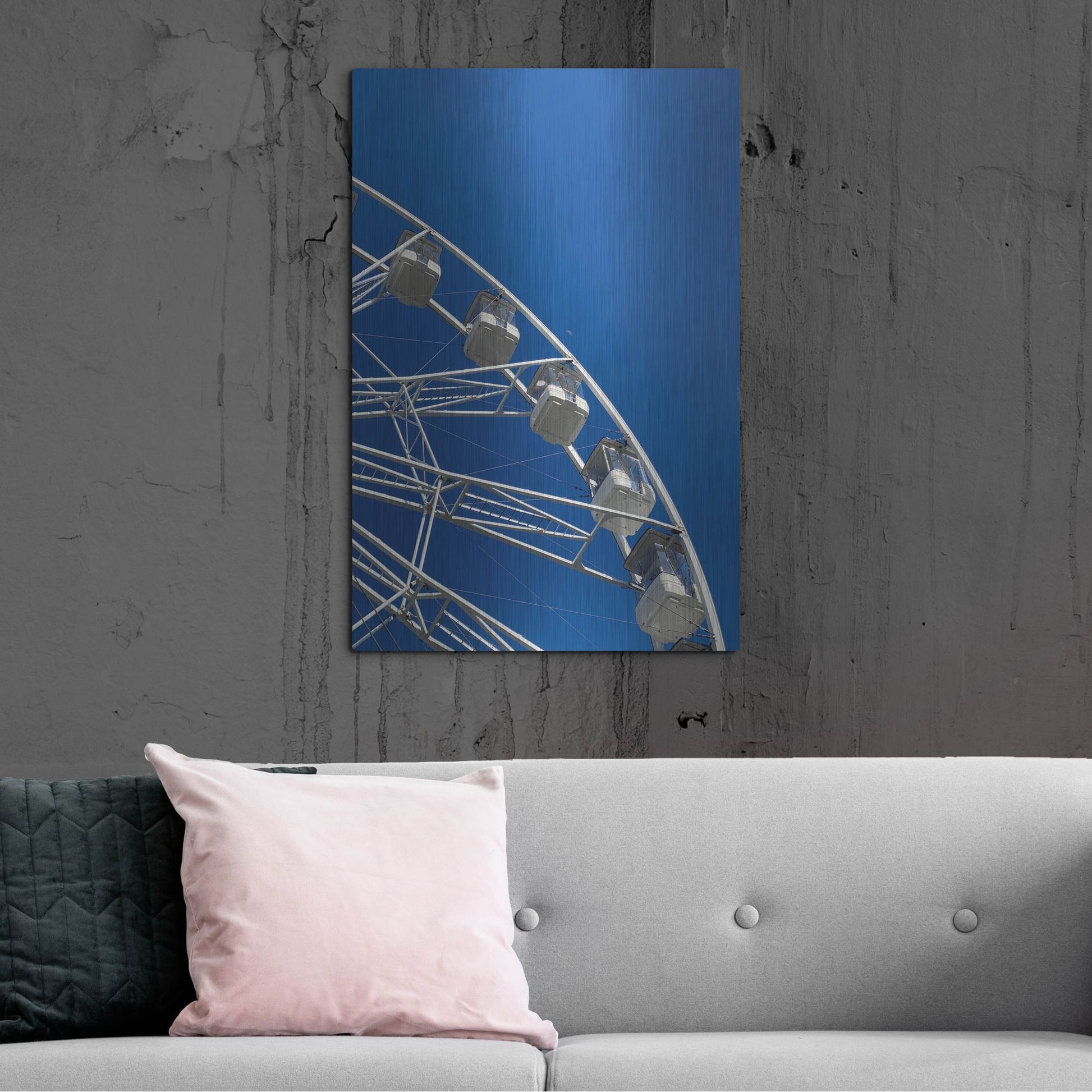 Luxe Metal Art 'Moon Shot Ferris Blue' by IMB, Metal Wall Art,24x36