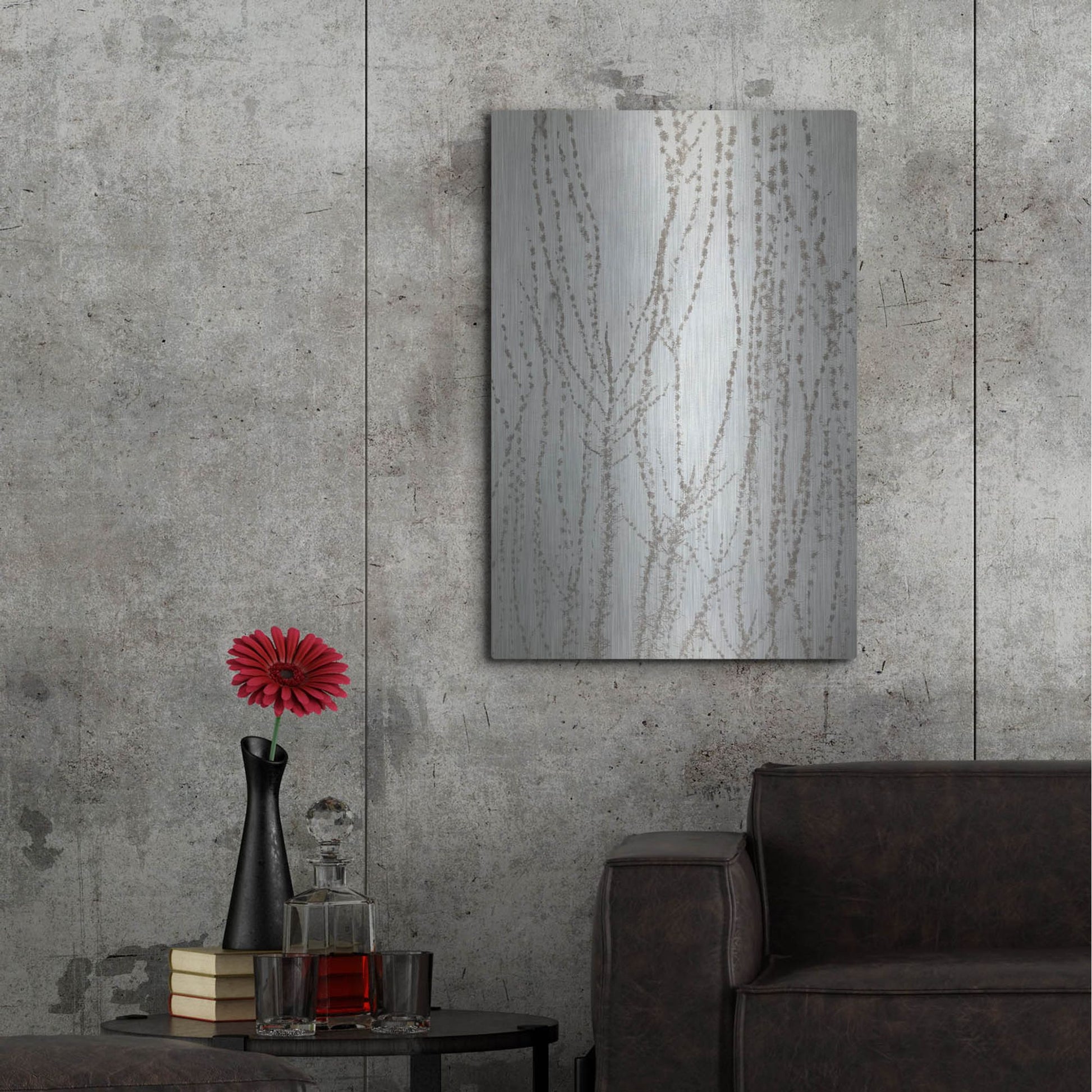 Luxe Metal Art 'Stucco Minus Vine 1' by IMB, Metal Wall Art,24x36