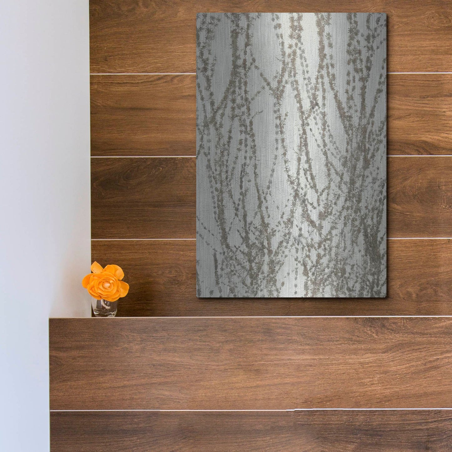 Luxe Metal Art 'Stucco Minus Vine 2' by IMB, Metal Wall Art,12x16