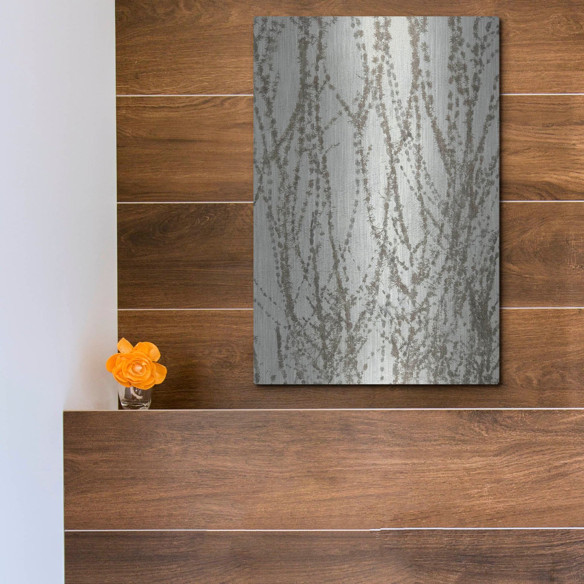 Luxe Metal Art 'Stucco Minus Vine 2' by IMB, Metal Wall Art,12x16