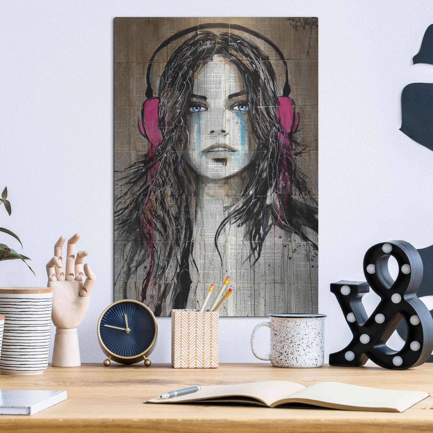 Luxe Metal Art 'Wired for Sound' by Loui Jover, Metal Wall Art,12x16