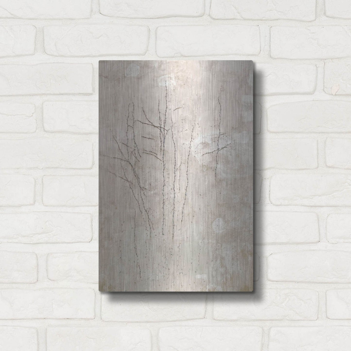 Luxe Metal Art 'Stucco Minus Vine 3' by IMB, Metal Wall Art,12x16