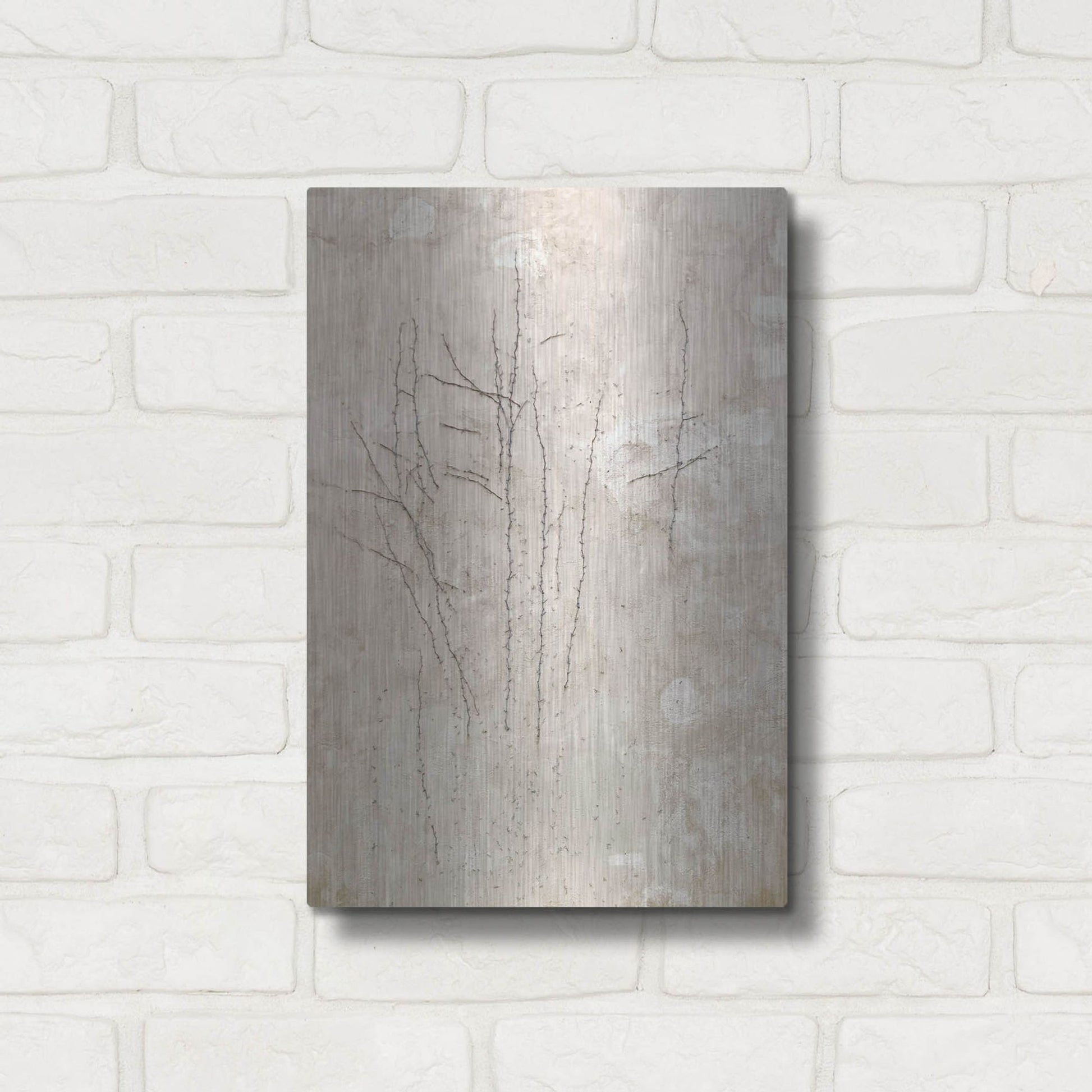 Luxe Metal Art 'Stucco Minus Vine 3' by IMB, Metal Wall Art,12x16